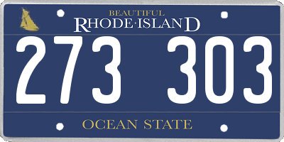 RI license plate 273303