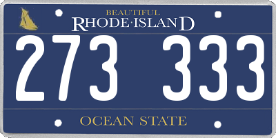 RI license plate 273333