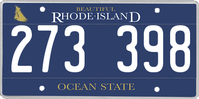 RI license plate 273398