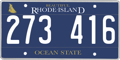 RI license plate 273416