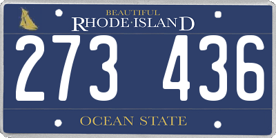 RI license plate 273436
