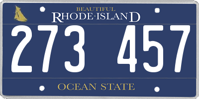 RI license plate 273457