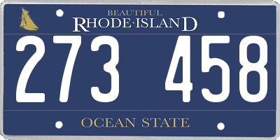 RI license plate 273458