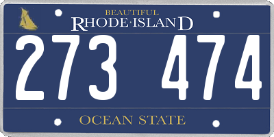 RI license plate 273474