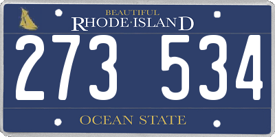 RI license plate 273534