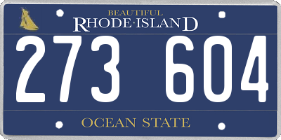 RI license plate 273604