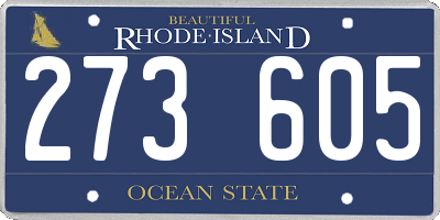 RI license plate 273605