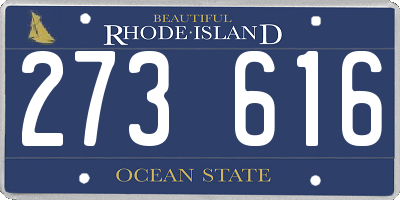RI license plate 273616