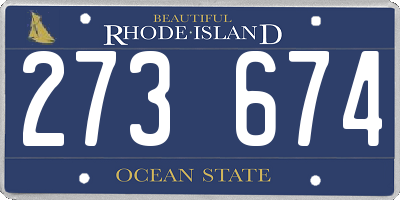RI license plate 273674