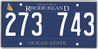 RI license plate 273743