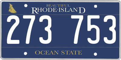 RI license plate 273753