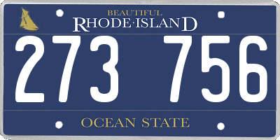 RI license plate 273756