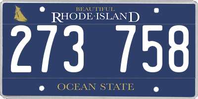 RI license plate 273758