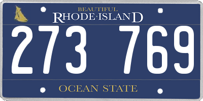 RI license plate 273769