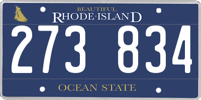 RI license plate 273834