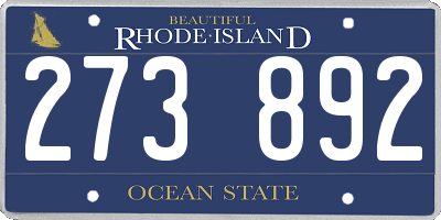 RI license plate 273892