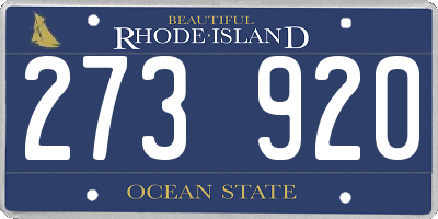RI license plate 273920