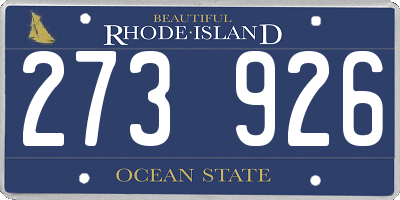 RI license plate 273926