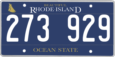 RI license plate 273929