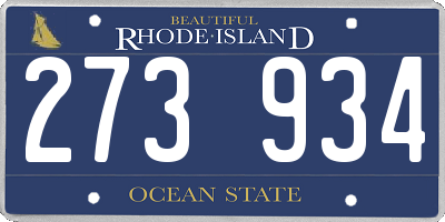 RI license plate 273934