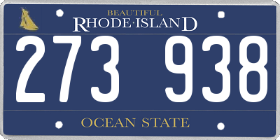 RI license plate 273938