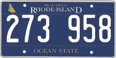 RI license plate 273958