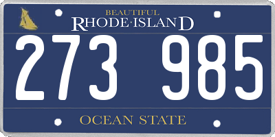 RI license plate 273985