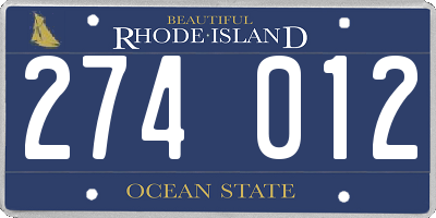 RI license plate 274012