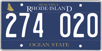 RI license plate 274020