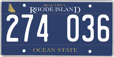 RI license plate 274036