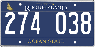 RI license plate 274038