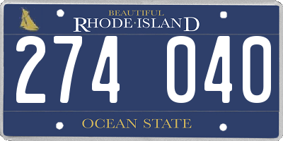 RI license plate 274040