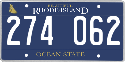 RI license plate 274062