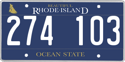 RI license plate 274103
