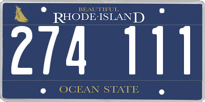 RI license plate 274111