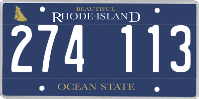 RI license plate 274113