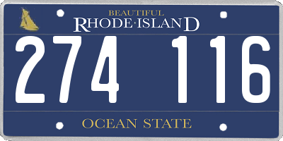 RI license plate 274116