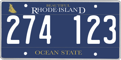 RI license plate 274123