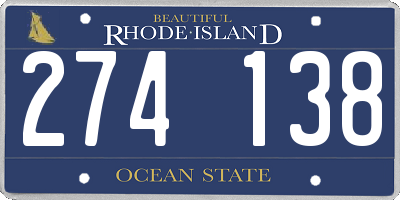 RI license plate 274138