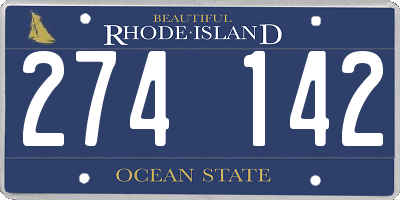 RI license plate 274142