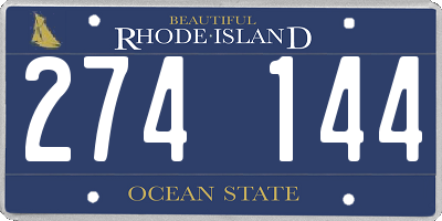 RI license plate 274144