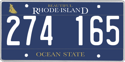 RI license plate 274165