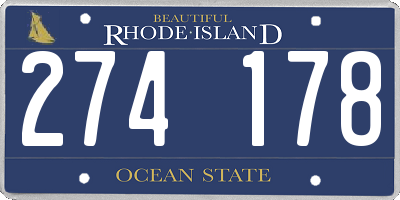 RI license plate 274178