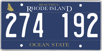 RI license plate 274192