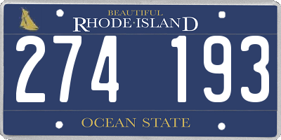 RI license plate 274193