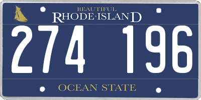 RI license plate 274196