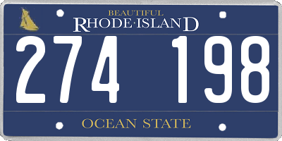 RI license plate 274198