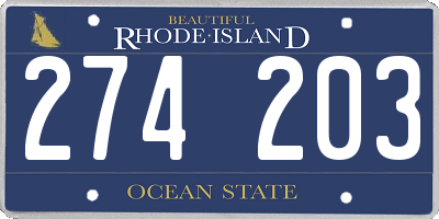 RI license plate 274203