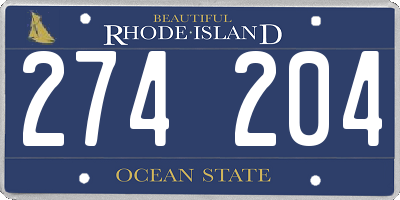 RI license plate 274204