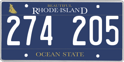 RI license plate 274205